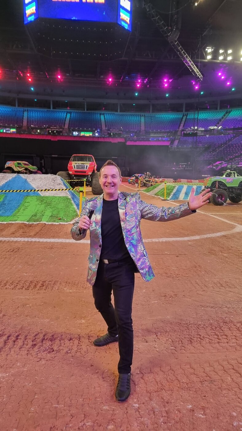 Tony Morrison hosting a Monster Truck arena show